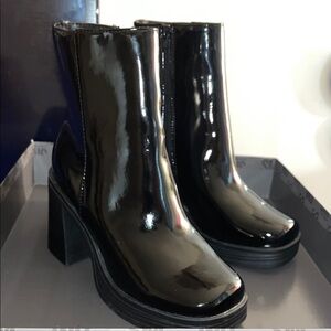 Black Patent Leather Ankle Boots